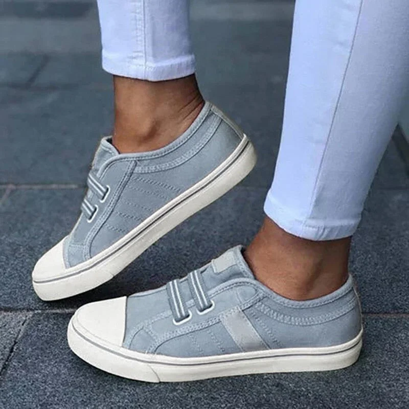 Flats with cushioned trendsOCW Women Orthopedic Oversized Canvas Flats Elastic Band Comfy Wearable Casual Shoes