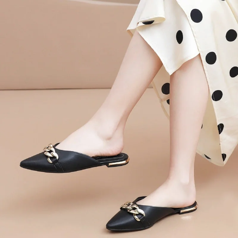 Flats with unique designsElegant Mule Flats - Black  (274.075)