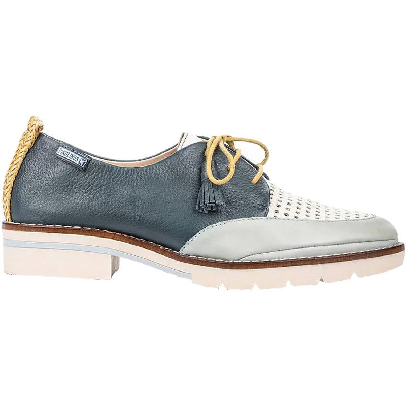 Casual Shoes for Women with Soft Leather and Canvas Upper-Women's Pikolinos Sitges W7J-4784BGC1 Ocean Leather