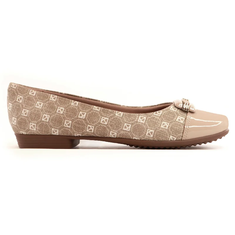 Flats with cushioned heelsBeige with Logo Flat Ballerina (251.086)