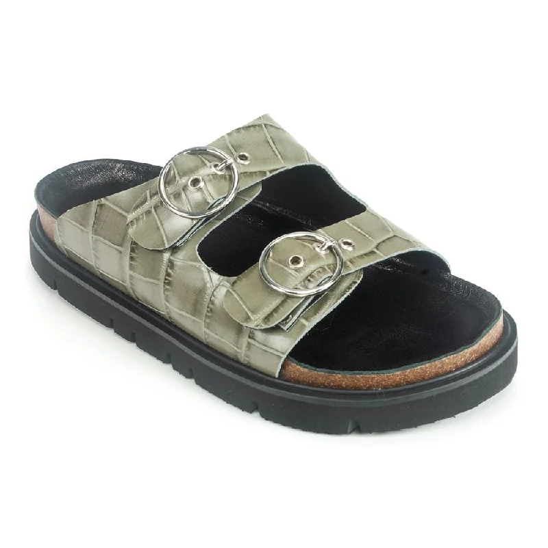 Sandals with metallic strapsCircle Buckle Lowform Sandal