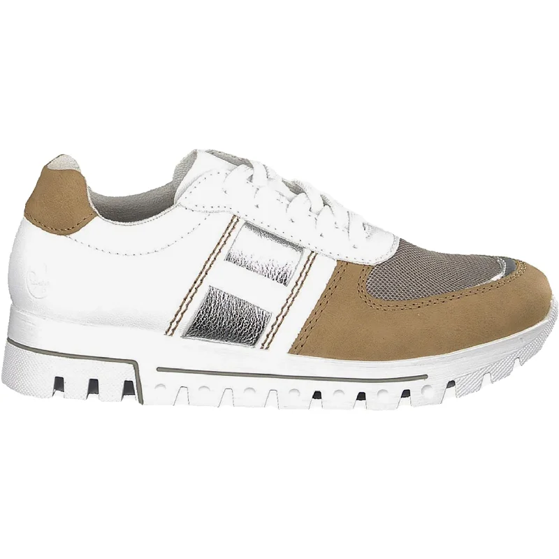 Comfortable Casual Shoes for Women with Sporty Style-Women's Rieker L2802-62 Juliane 02 Nude/Silber/Grau/Weiss Synthetic