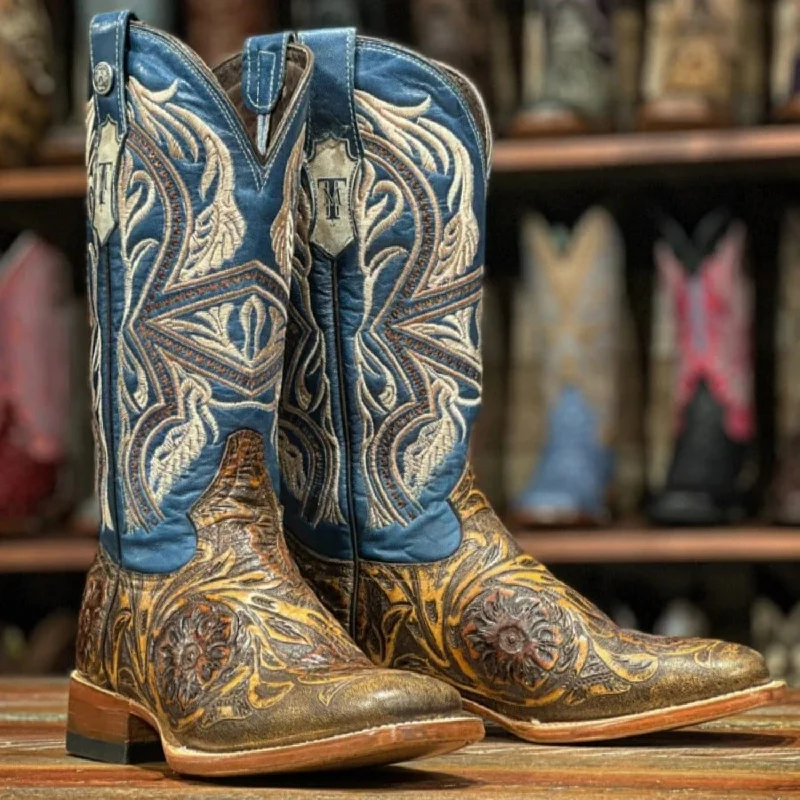 Boots with chic midsoles-Boots for wide feet-Tanner Mark Men's Jaw Dropper Hand Tooled Square Toe Boots Orix TM205544