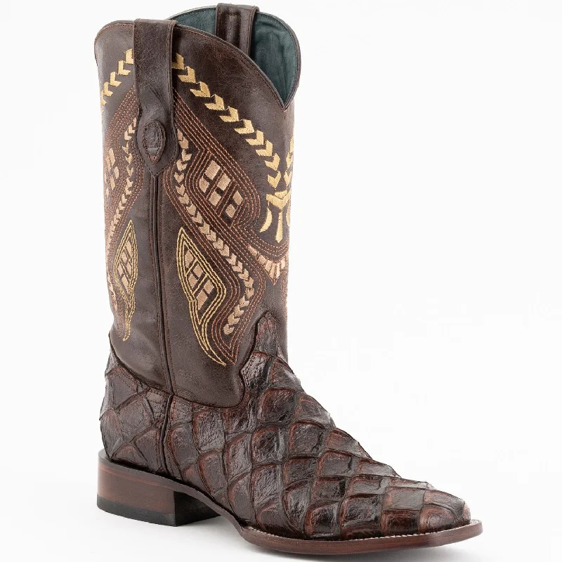 Boots with high soles-Boots with firm grip-Men's Ferrini Bronco Print Pirarucu Fish Boots 4339309