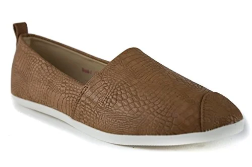 Flats for urban comfortWomen's Brook-1 Snake Print Textured Slip On Smoking Flats Shoes