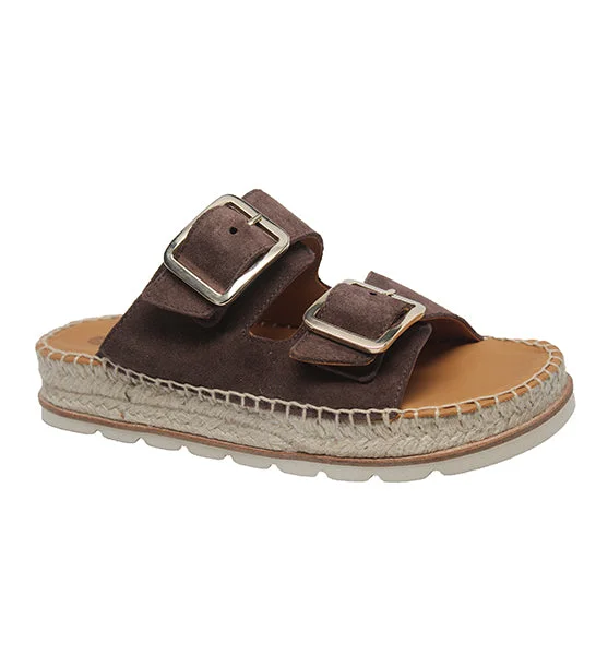 Sandals with subtle strapsEric Michael Bali Double Strap Sandal/Brown Suede