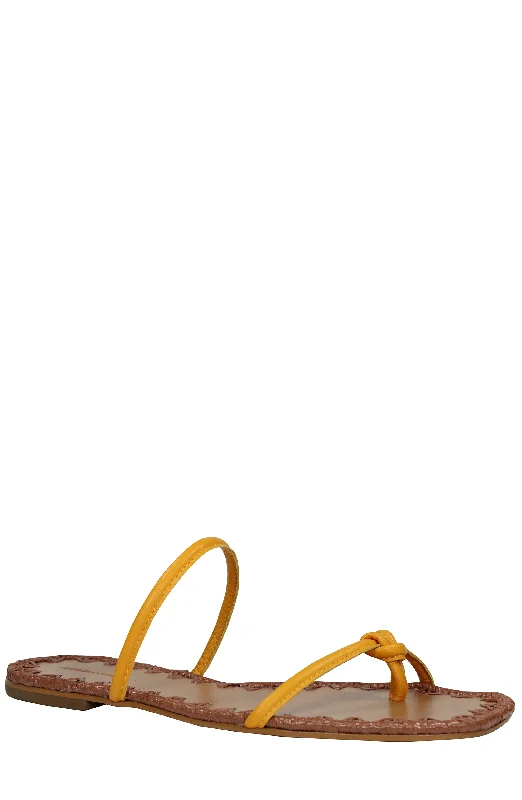 Sandals with sleek trendsBALI YELLOW LEATHER FLAT SANDAL