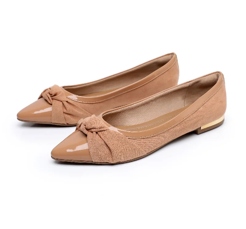 Flats with sleek heelsBeige Microfiber Flats for Women (274.059)