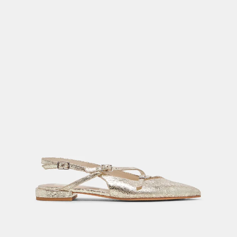 Flats for classic patternsPAMLA WIDE FLATS PLATINUM DISTRESSED LEATHER