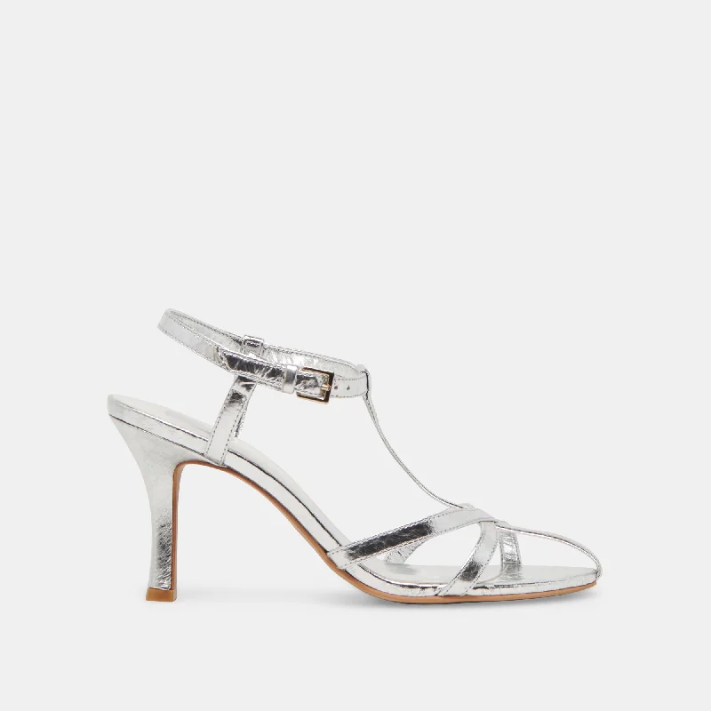 LIANE HEELS SILVER DISTRESSED LEATHER