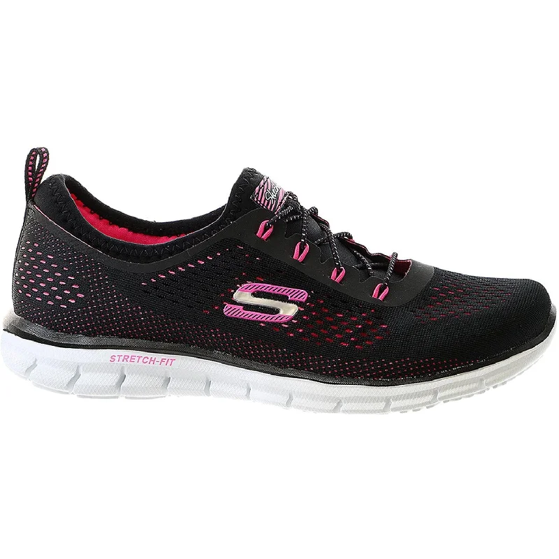 Stylish Casual Shoes for Women with Casual Slip-on Look-Women's Skechers Harmony Black/Pink Fabric Mesh