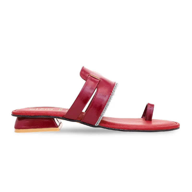 Slippers with durable uppers-Maroon Formal Chappal FR0536