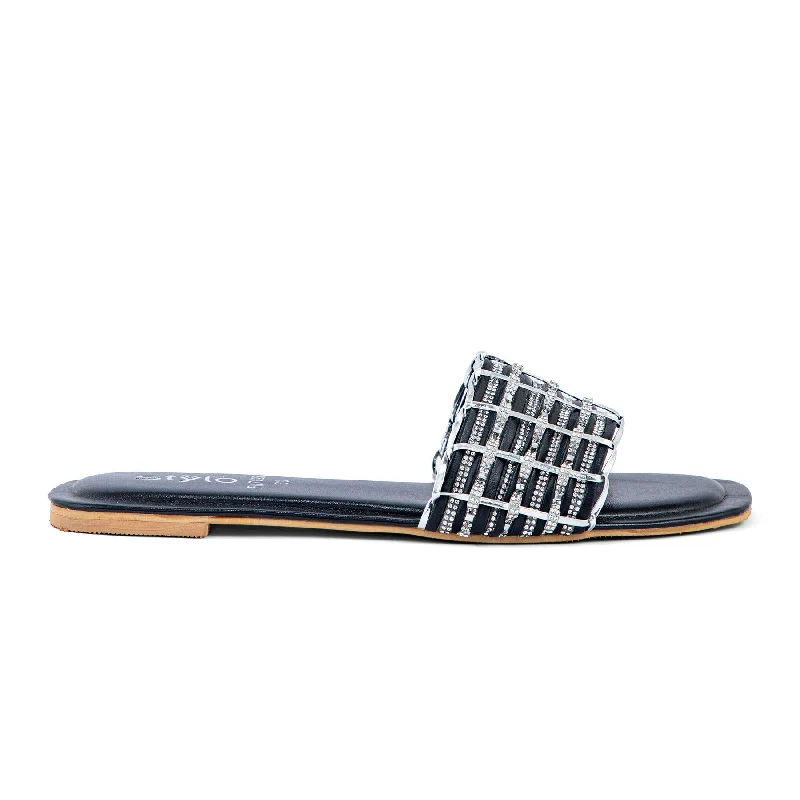 Slippers for daily lounging-Black Fancy Slipper FN7825