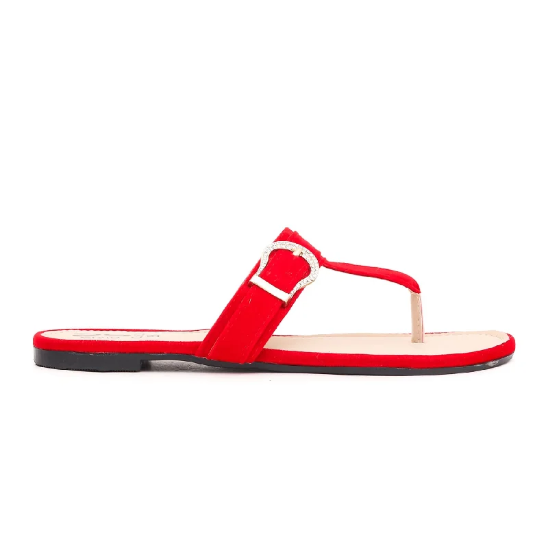 Slippers with sleek heels-Red Casual Chappal CL1538