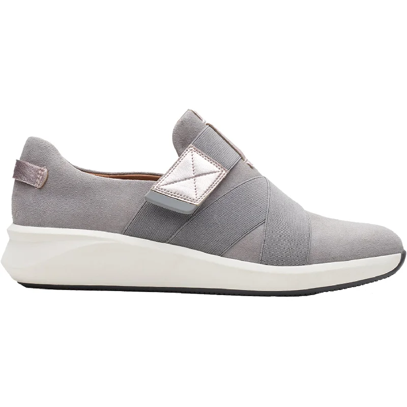 Stylish Casual Shoes for Women with Bold Design-Women's Clarks Un Rio Strap Light Grey Suede